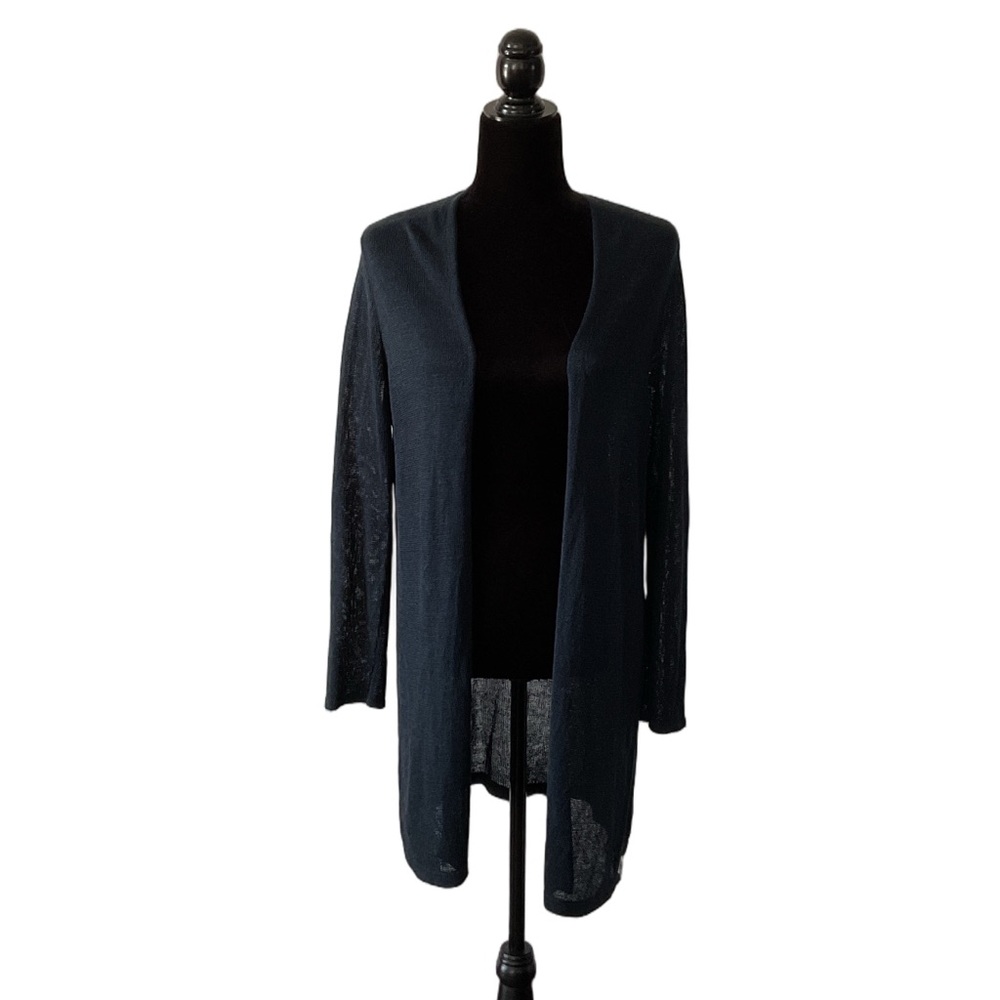 J. Jill Navy Blue Women's Open Cardigan Sweater Linen Rayon, size M